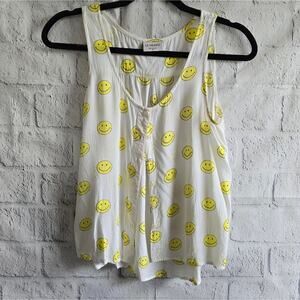 Y2K LA Hearts Vintage 2000s Smiley Face Button Up Tank Top Small